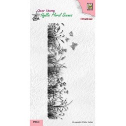 (IFS048)Nellie`s Choice Clearstamp - Slim line Meadow with Butterflies