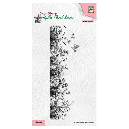 (IFS048)Nellie`s Choice Clearstamp - Slim line Meadow with Butterflies
