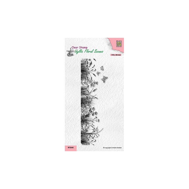 (IFS048)Nellie`s Choice Clearstamp - Slim line Meadow with Butterflies