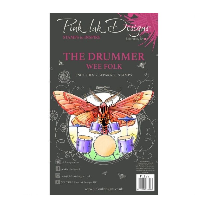 (PI127)Pink Ink Designs Wee folk clear stamp set The drummer