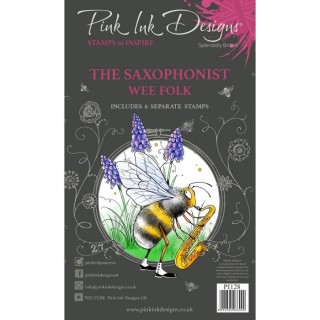 (PI128)Pink Ink Designs Wee folk clear stamp set The saxophonist