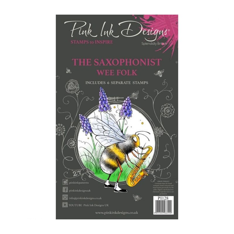 (PI128)Pink Ink Designs Wee folk clear stamp set The saxophonist