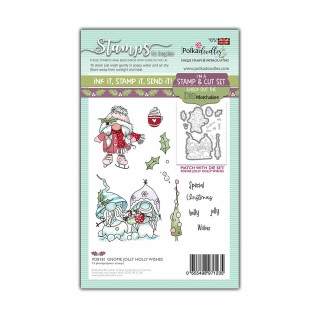 (PD8181)Polkadoodles Gnome Jolly Holly Wishes Clear Stamps