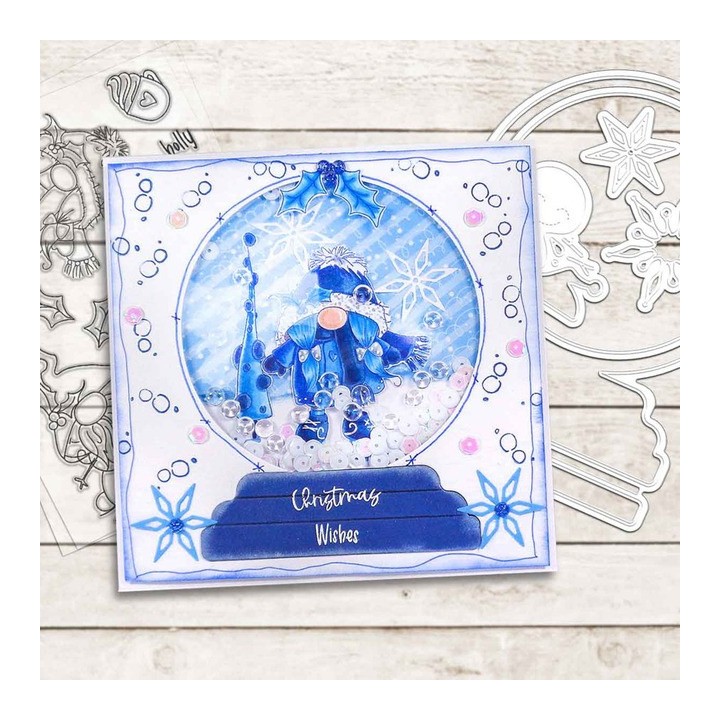 (PD8181)Polkadoodles Gnome Jolly Holly Wishes Clear Stamps
