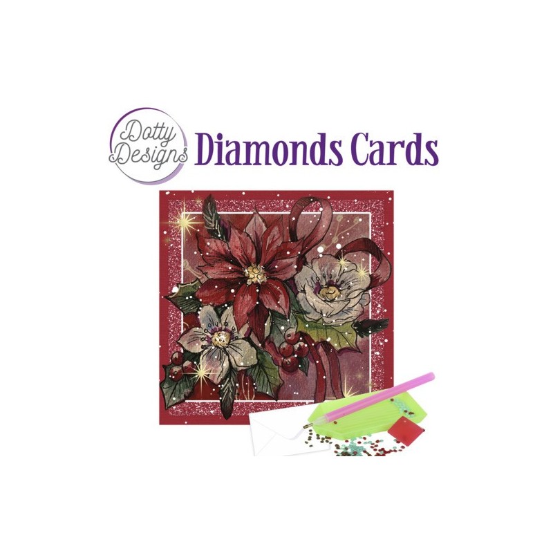(DDDC1069)Dotty Designs Diamond Cards - Poinsetta Square