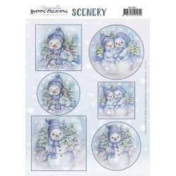 (CDS10051)Scenery - Yvonne Creations - Aquarella - Snowmen