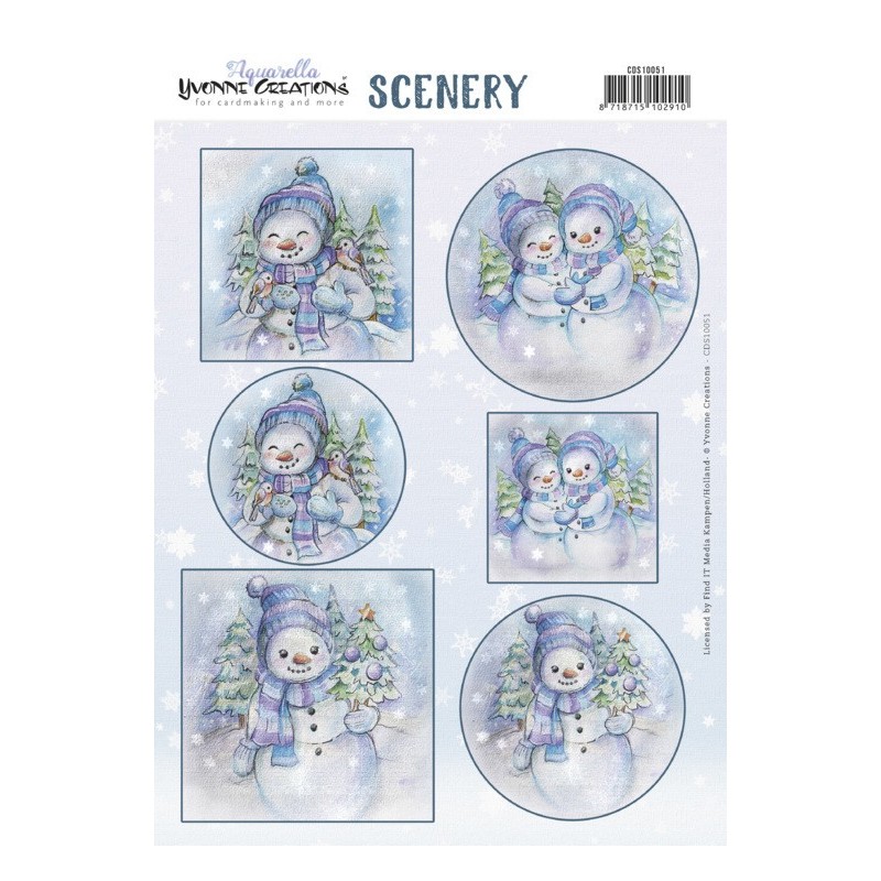 (CDS10051)Scenery - Yvonne Creations - Aquarella - Snowmen