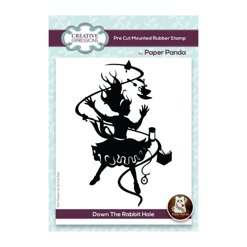 (CERPP009)Creative Expressions Paper panda pre cut rubber stamp Down the rabbit hole
