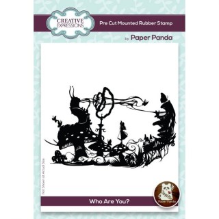 (CERPP012)Creative Expressions Paper panda pre cut rubber stamp Who are you?