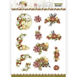(SB10586)3D Push Out - Precious Marieke - Flowers and Fruits - Flowers and Strawberries