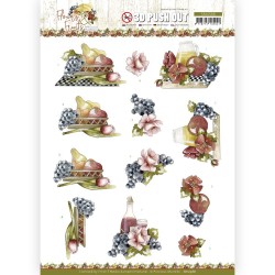 (SB10588)3D Push Out - Precious Marieke - Flowers and Fruits - Flowers and Grapes