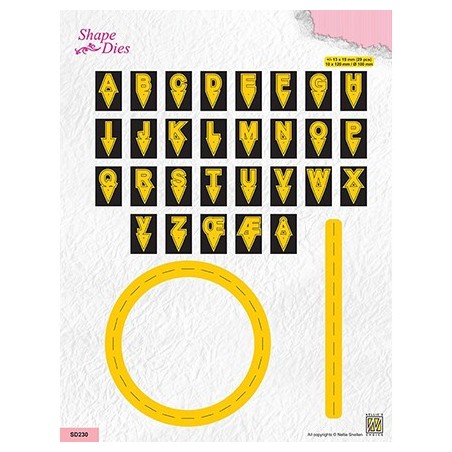 (SD230)Nellie's shape dies Alphabet with 2 basic dies