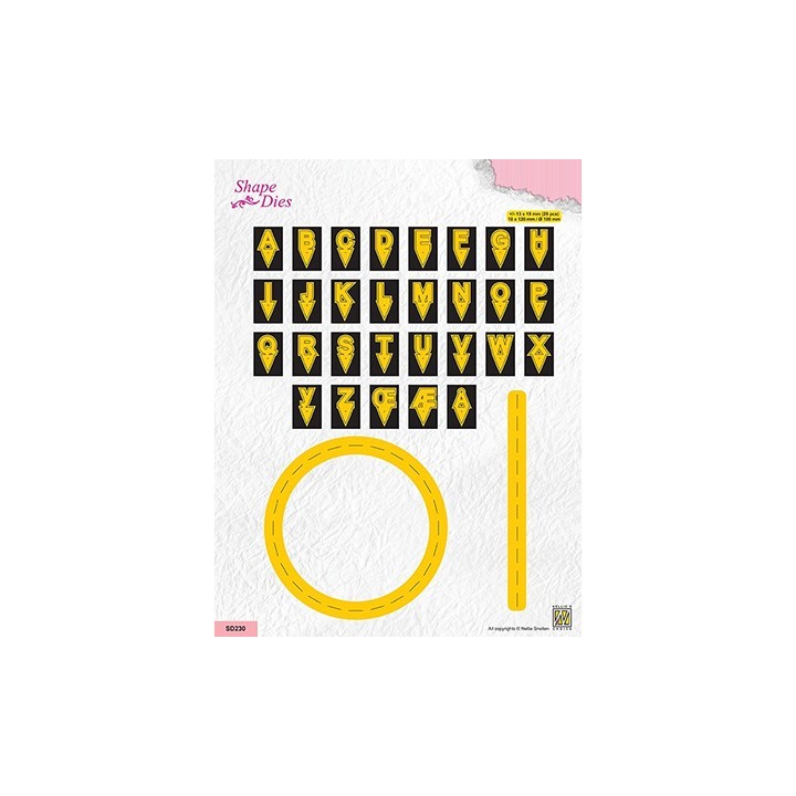 (SD230)Nellie's shape dies Alphabet with 2 basic dies