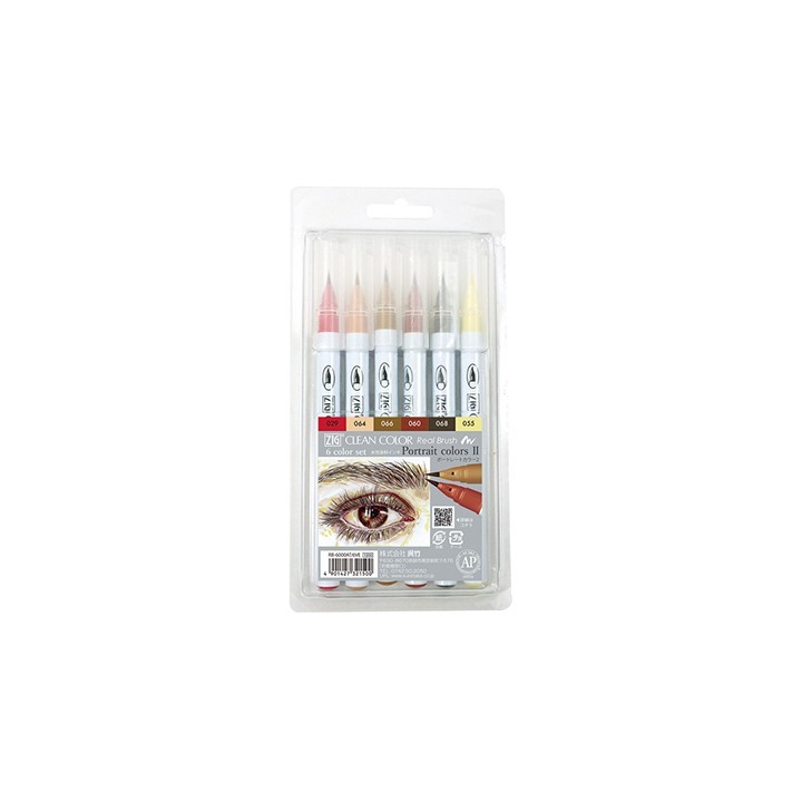 (RB-6000AT/6VE)Zig Set Real Brush 6pcs Portrait Colors II