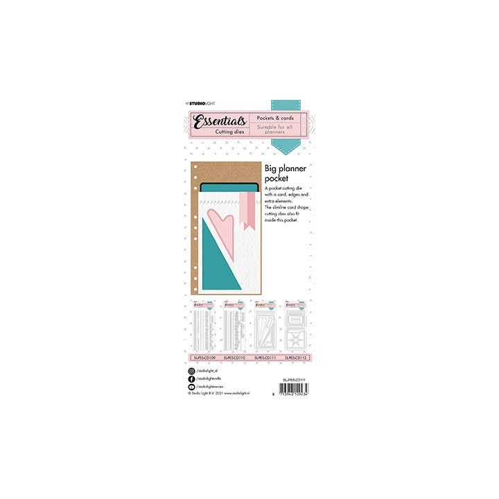 (SL-PES-CD111)Studio Light SL Cutting Die Pocket and label heart Planner Essentials nr.111