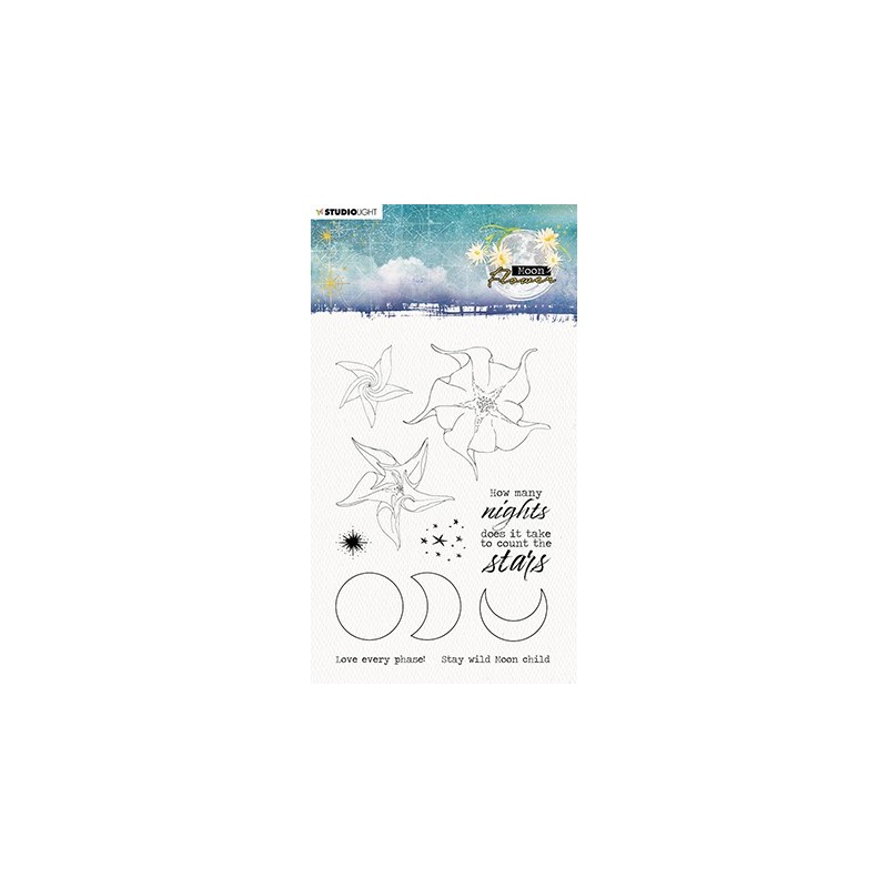 (SL-MFL-TAMP133)Studio light SL Clear Stamp How many nights Moon Flower Collection nr.133