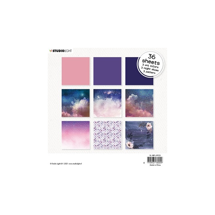 (SL-MFL-PP23)Studio Light SL Paper Pad Purple night skies Moon Flower Collection nr.23