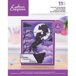 (CC-STP-STEN-FOYD)Crafter's Companion Silhouette Follow Your Dreams Stamp & Stencil