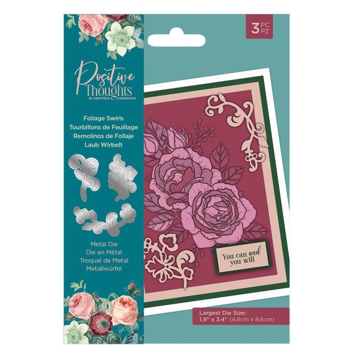 (PT-MD-FOSW)Crafter's Companion Positive Thoughts Metal Die Foliage Swirls