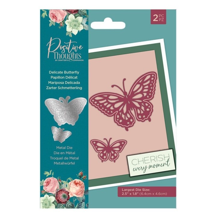 (PT-MD-DBUT)Crafter's Companion Positive Thoughts Metal Die Delicate Butterfly