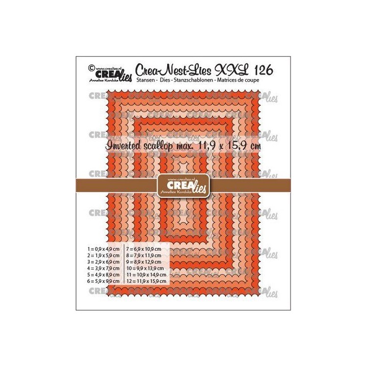(CLNestXXL126)Crealies Crea-nest-dies XXL Rectangles with inverted scallop