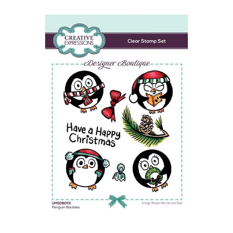 (UMSDB072)Creative Expressions Clear stamp Designer boutique Penguin baubles A6