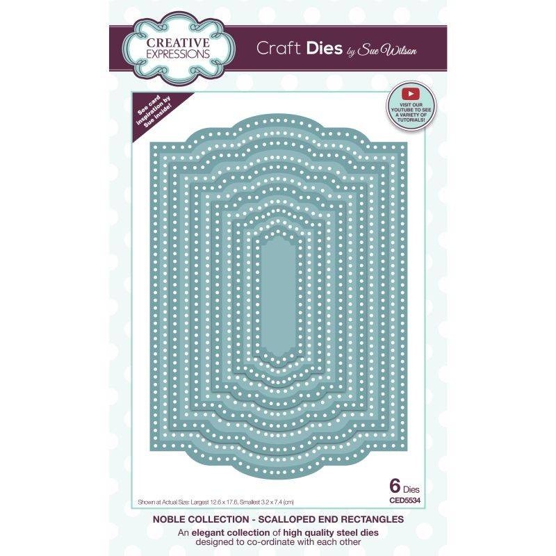 (CED5534)Creative Expressions Sue Wilson Craft Die Noble Collection Scalloped End Rectangles (CED5534)Creative Expressions Sue Wilson Craft Die Noble Collection Scalloped End Rectangles