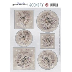 (CDS10058)Scenery - Yvonne Creations - Aquarella - Winter Birds