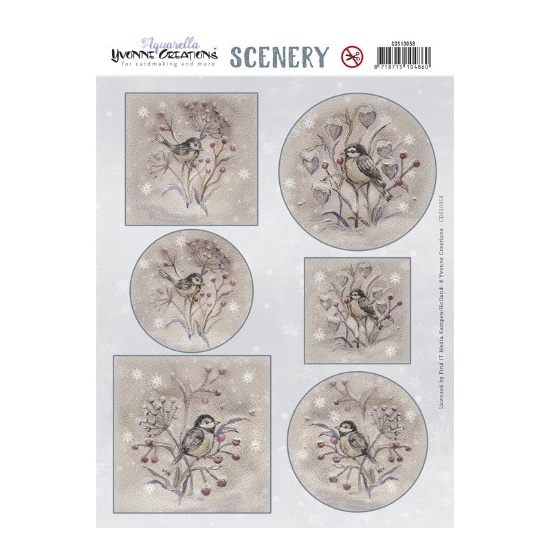 (CDS10058)Scenery - Yvonne Creations - Aquarella - Winter Birds
