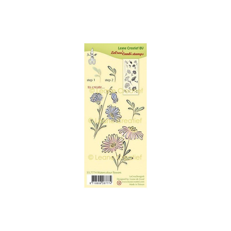 (55.7774)Clear stamp combi Water colour flowers