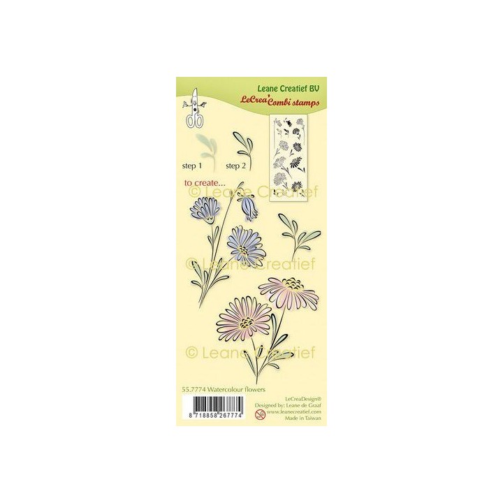 (55.7774)Clear stamp combi Water colour flowers