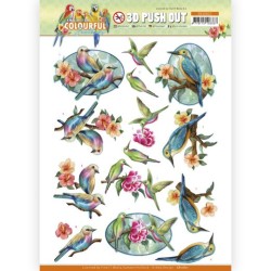 (SB10621)3D Push Out - Amy Design - Colourful Feathers - Hummingbird