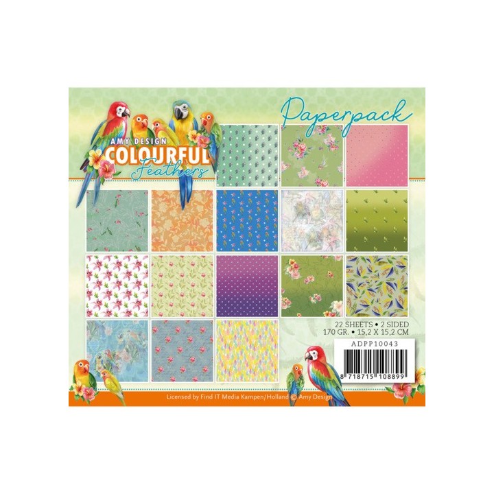 (ADPP10043)Paperpack - Amy Design - Colourful Feathers