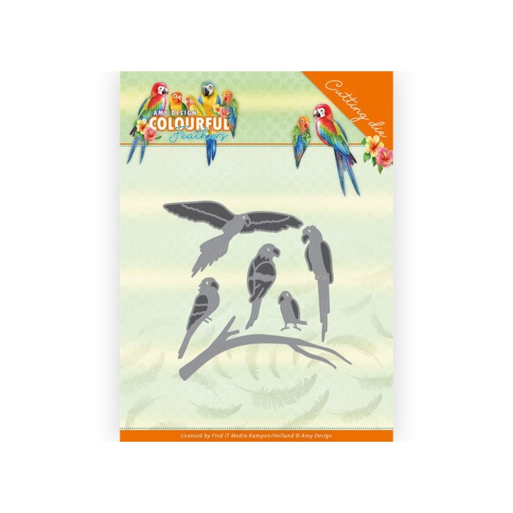 (ADD10262)Dies - Amy Design - Colourful Feathers - Parrot
