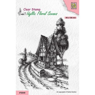 (IFS049)Nellie`s Choice Clearstamp - Country Road with house