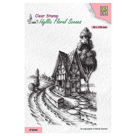 (IFS049)Nellie`s Choice Clearstamp - Country Road with house