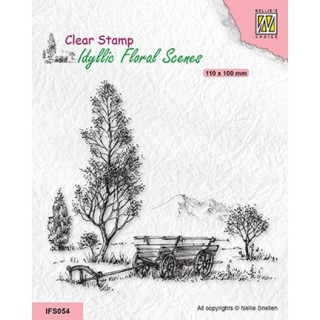 (IFS054)Nellie`s Choice Clearstamp - Meadow with cart