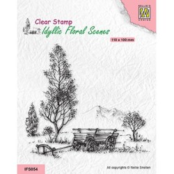 (IFS054)Nellie`s Choice Clearstamp - Meadow with cart