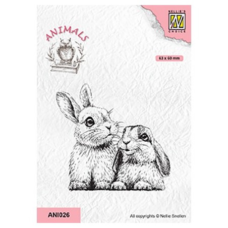 (ANI026)Nellie's Choice Clear Stamp Animals two rabbits