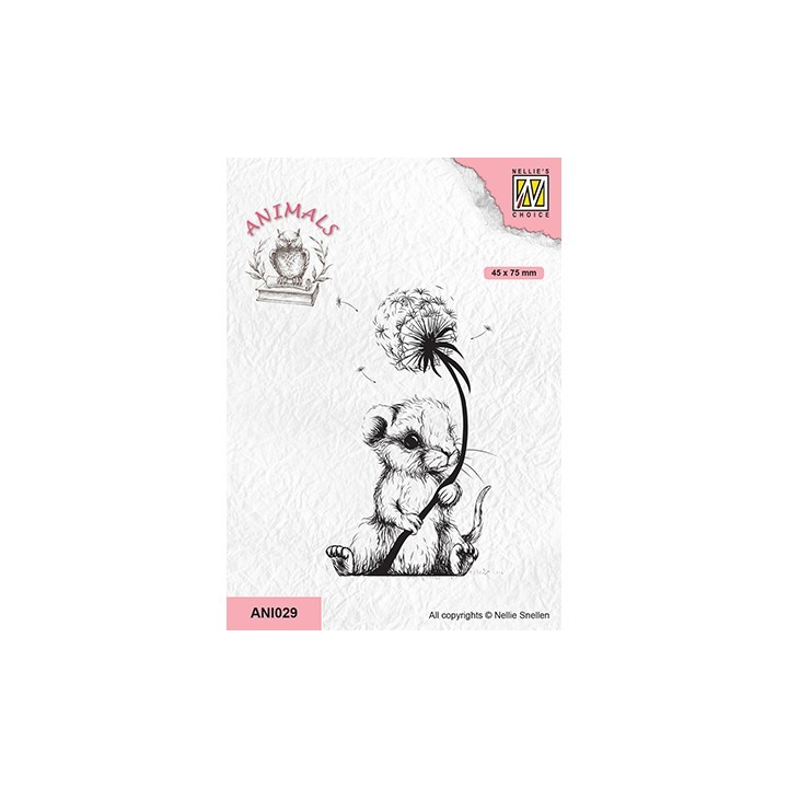 (ANI029)Nellie's Choice Clear Stamp Animals mouse with dandelion fluff