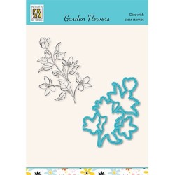 (HDCS015)Snellen Design Clearstamp +dies  - Garden flowers serie Magnolia-1