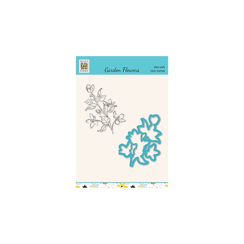 (HDCS015)Snellen Design Clearstamp +dies  - Garden flowers serie Magnolia-1