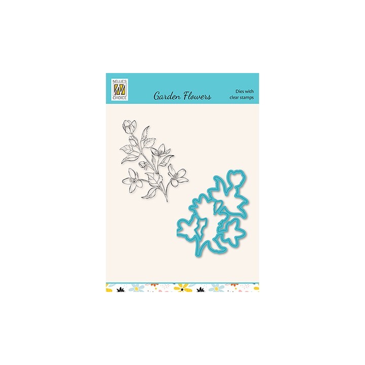 (HDCS015)Snellen Design Clearstamp +dies  - Garden flowers serie Magnolia-1