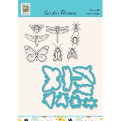 (HDCS016)Snellen Design Clearstamp +dies  - Garden flowers serie Insects