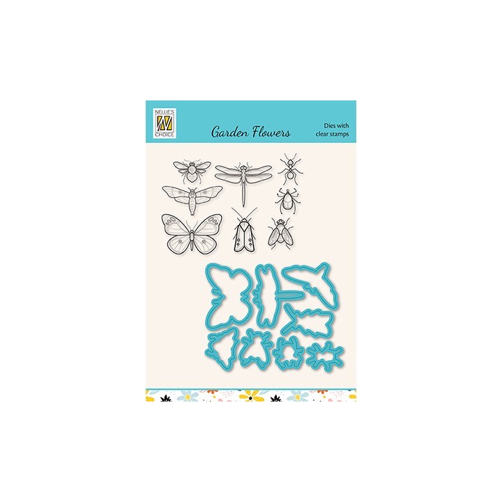 (HDCS016)Snellen Design Clearstamp +dies  - Garden flowers serie Insects