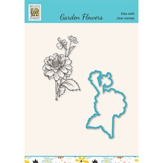 (HDCS017)Snellen Design Clearstamp +dies  - Garden flowers serie Dahlia