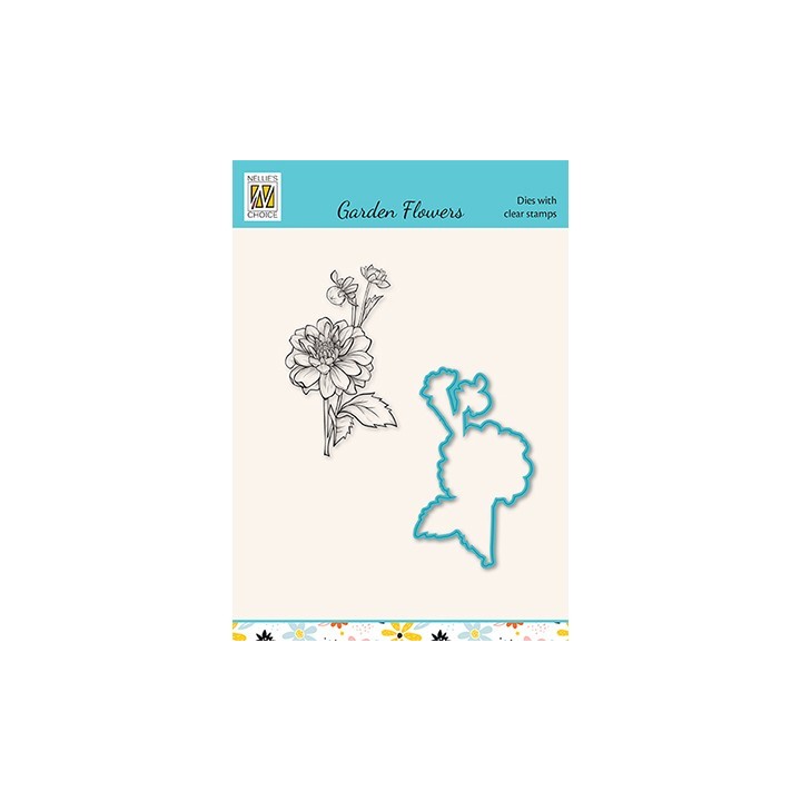 (HDCS017)Snellen Design Clearstamp +dies  - Garden flowers serie Dahlia