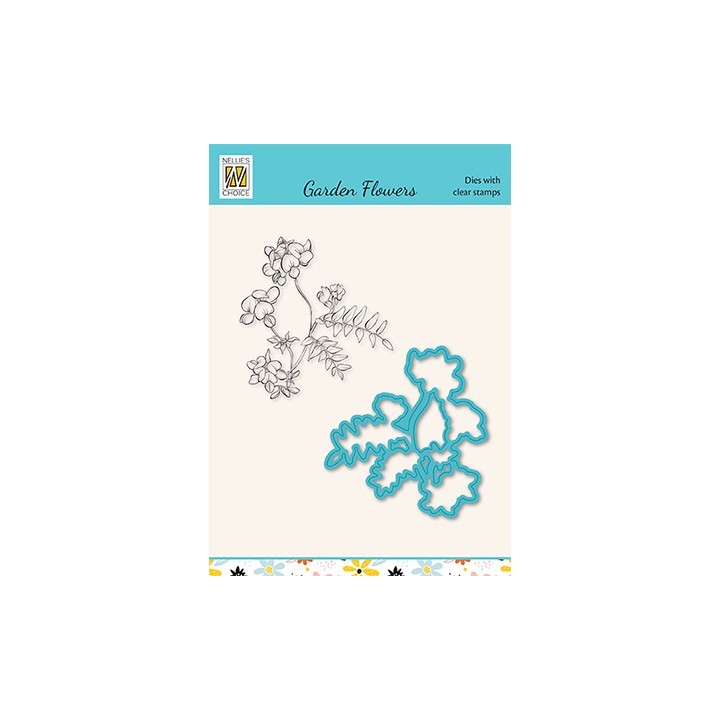 (HDCS018)Snellen Design Clearstamp +dies  - Garden flowers serie Vicia Sempium (Heggewikke)
