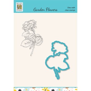 (HDCS019)Snellen Design Clearstamp +dies  - Garden flowers serie Rose