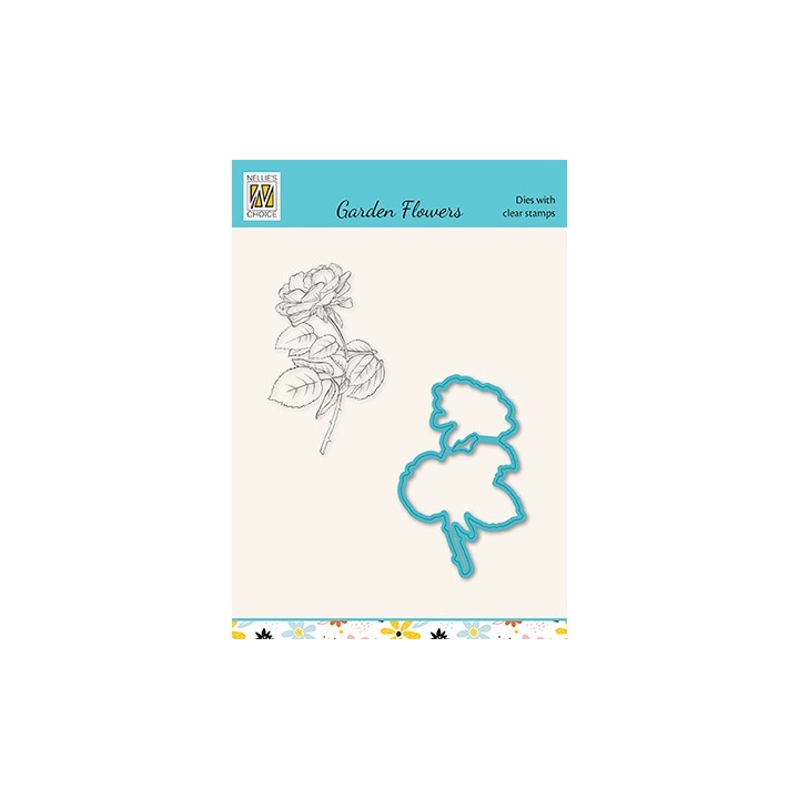 (HDCS019)Snellen Design Clearstamp +dies  - Garden flowers serie Rose